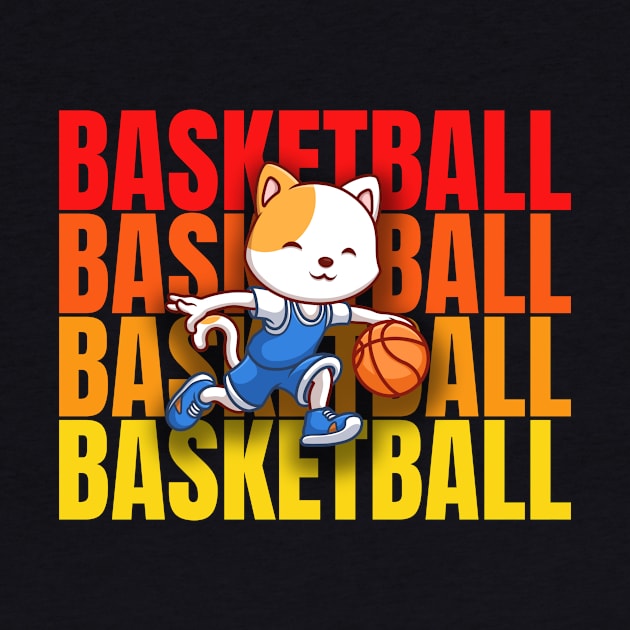 Cat Playing Basketball Typography 3D by Bro Aesthetics